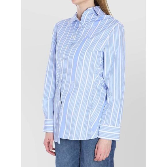 Jacquemus La Chemise Pablo Asymmetric Shirt in Blue Stripe 40 US 8 - Picture 2 of 4